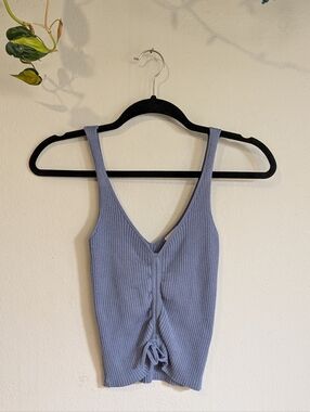 Dreamers By Debut Ribbed Blue Sleeveless Top